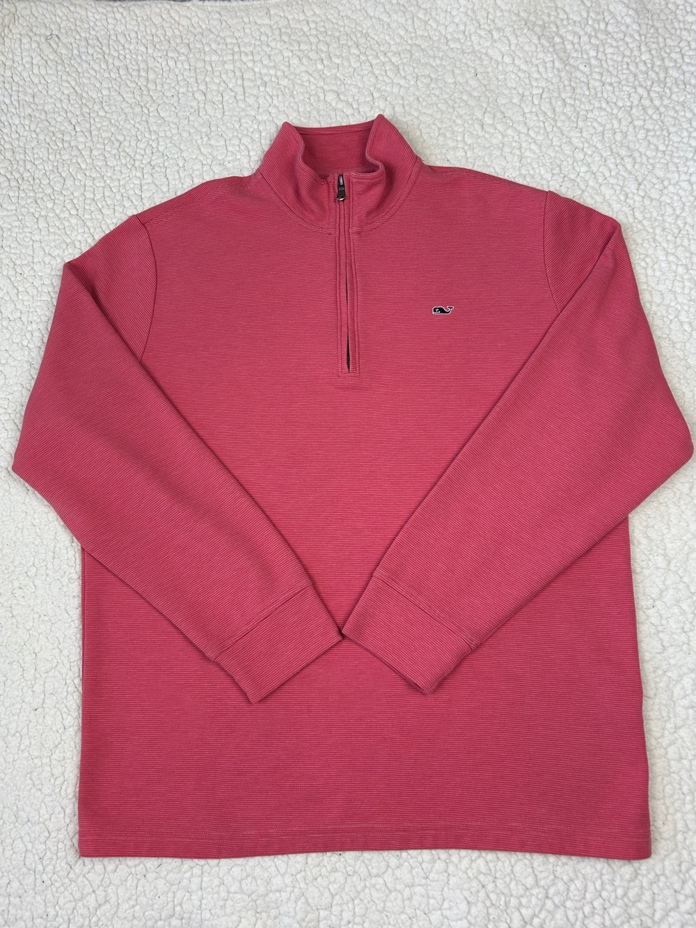 Vineyard Vines by Shep & Ian Sweatshirt Mens L Coral Pink 1/4 Zip Logo Pullover